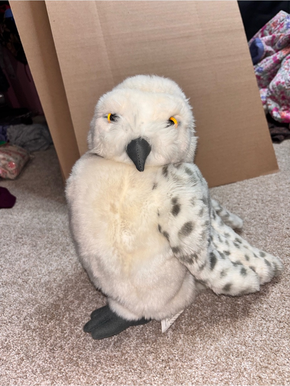 Hedwig Owl Plush Hand Puppet with Sound - Cream & Gray